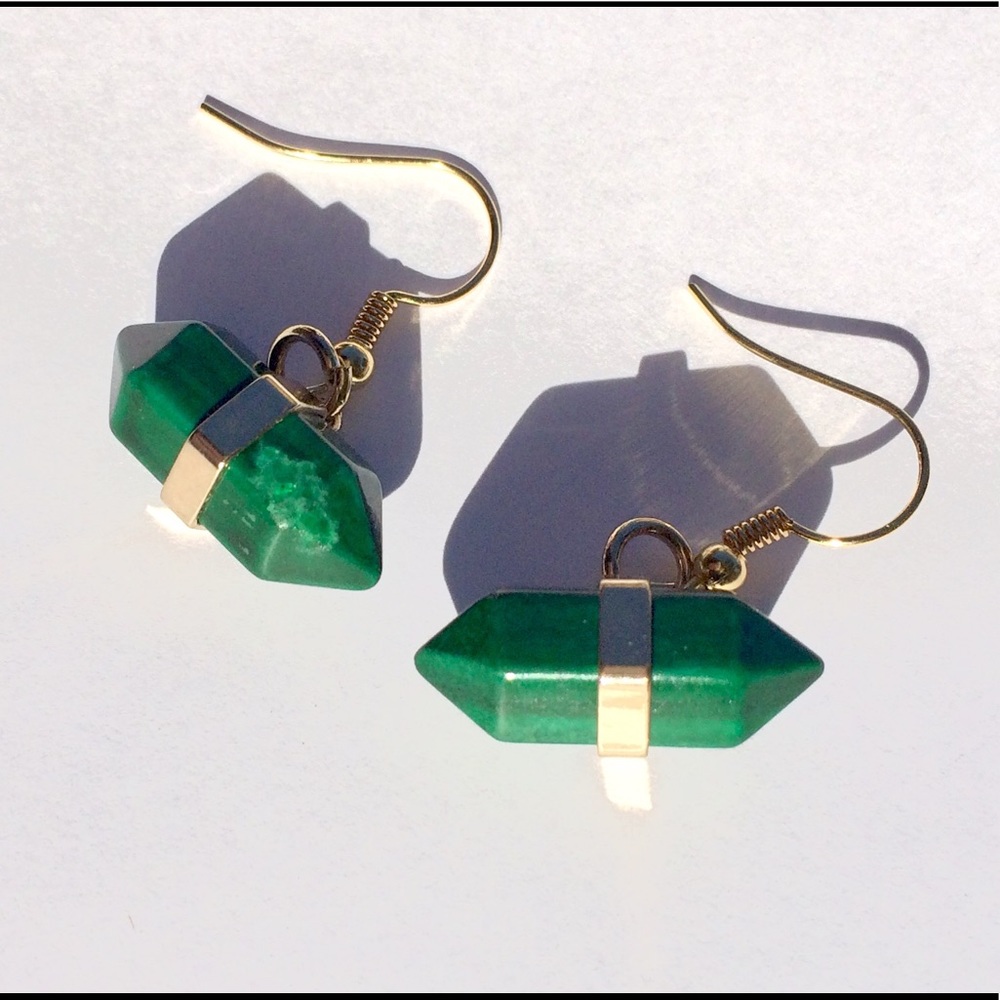 🆕 Handmade Genuine Green Stone Earrings